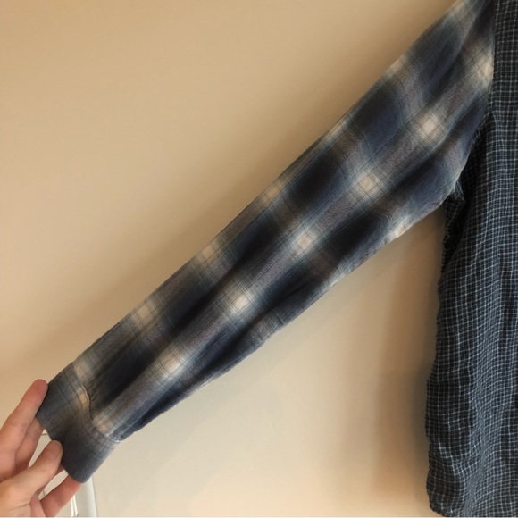 American Eagle mixed blue flannel denim button down shirt Sz XS - Picture 5 of 14